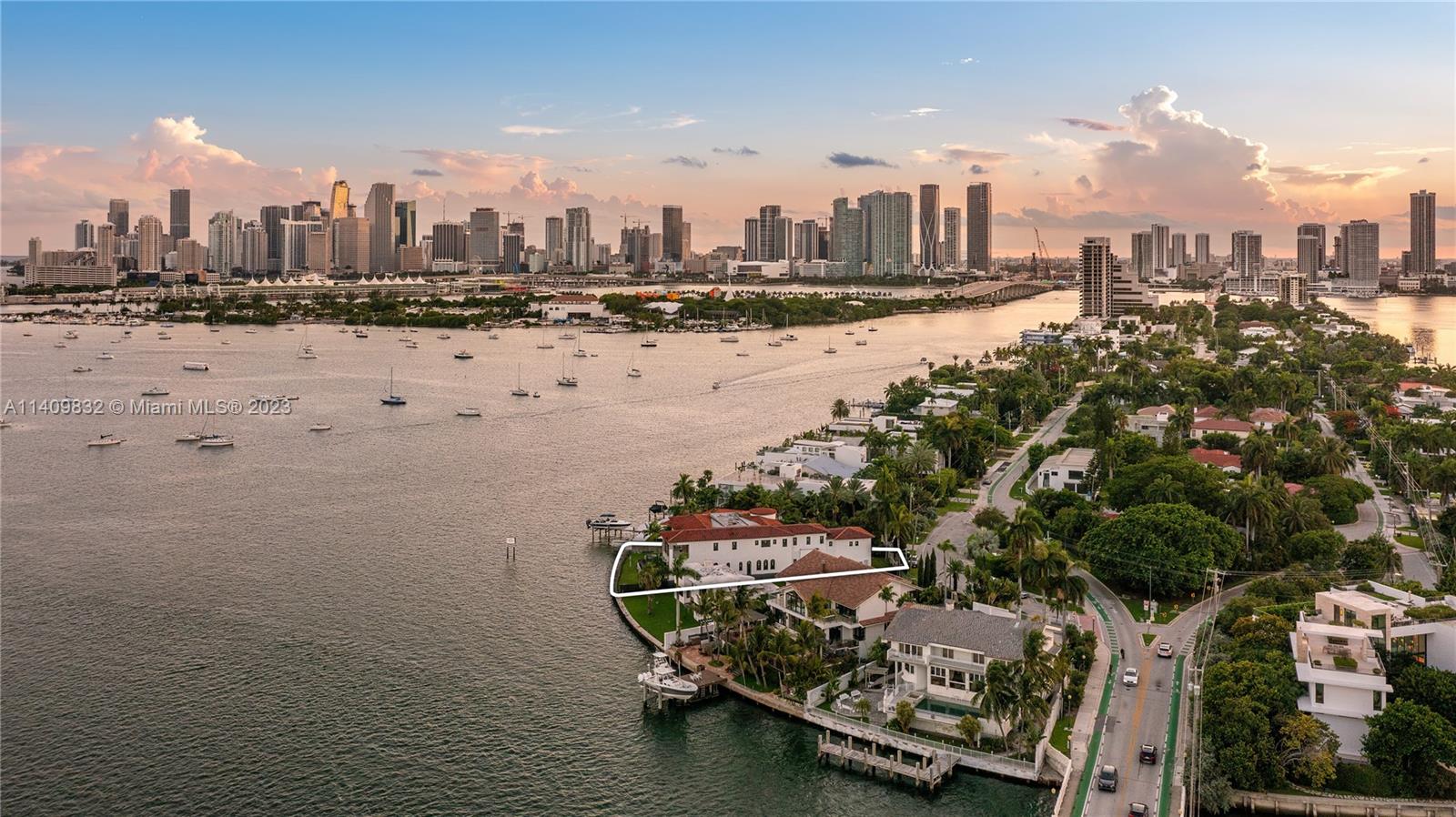 Miami Beach Skyline at Night Miami Florida Postcard 