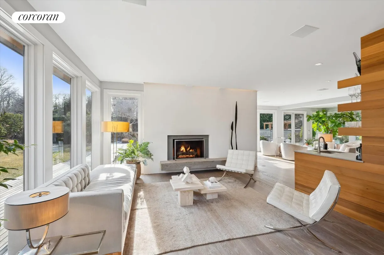 The Hamptons Real Estate | View 132 Old Stone Highway | Fireplace Sitting Room
