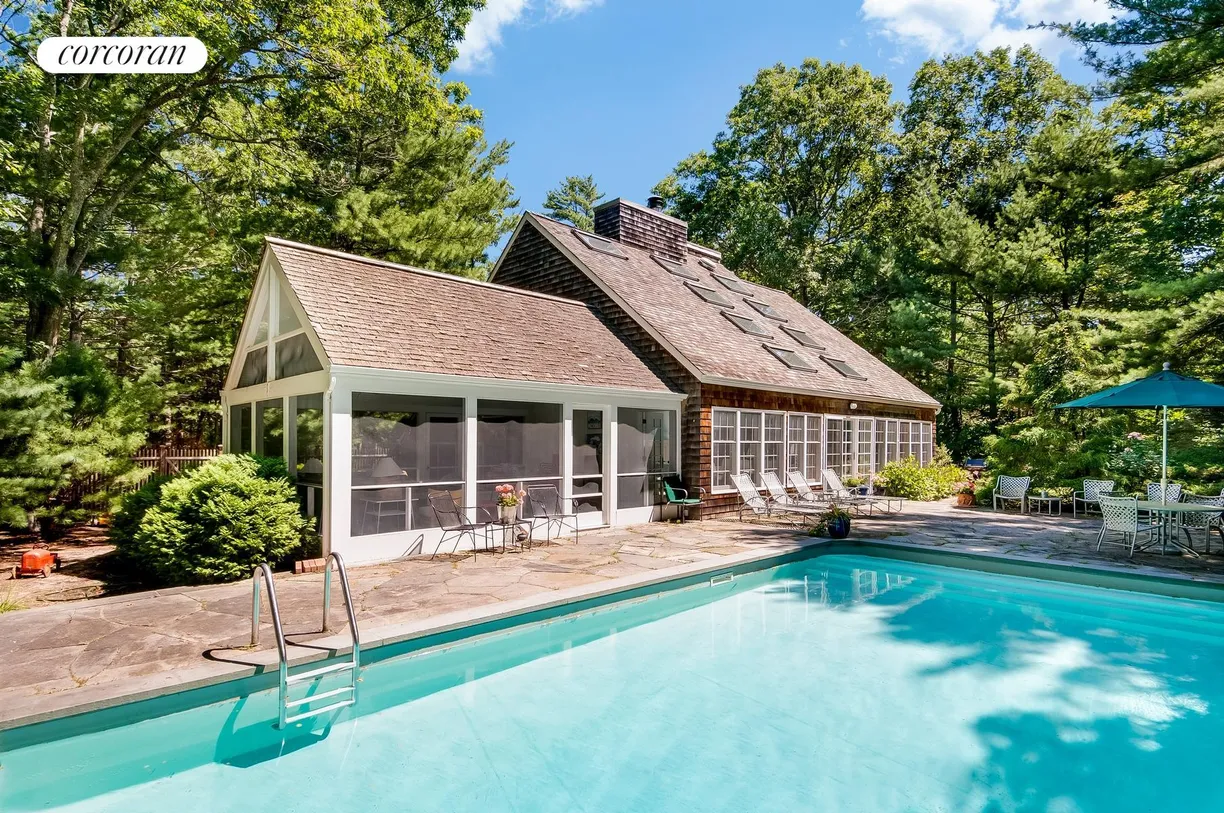 The Hamptons Real Estate | View 8 White Pine Road | Backyard w/ pool
