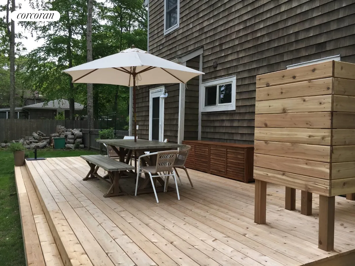 The Hamptons Real Estate | View 25 Rutland Road | Rear deck and outdoor shower