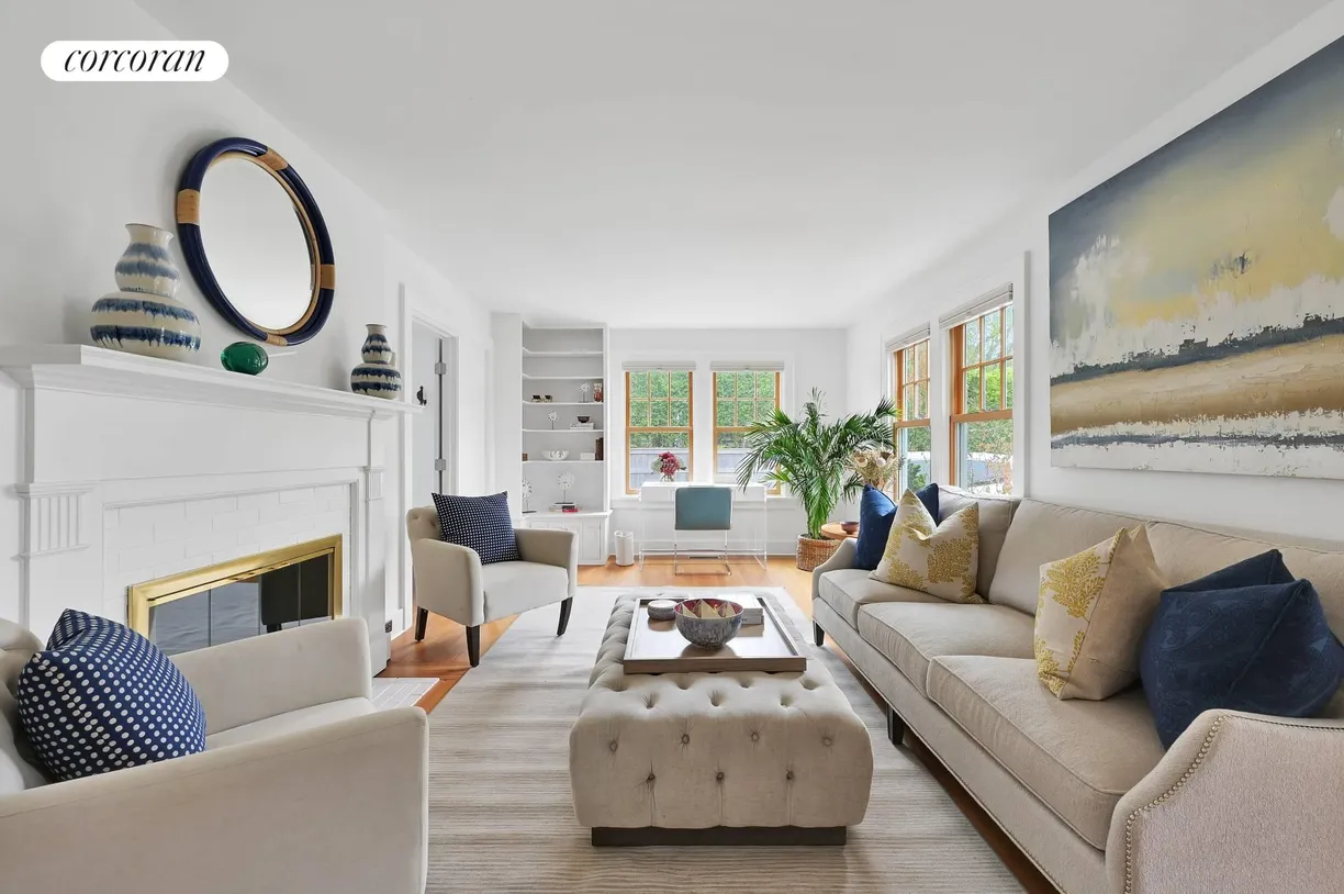 The Hamptons Real Estate | View 32 Cooper Street | Living Room with Fireplace