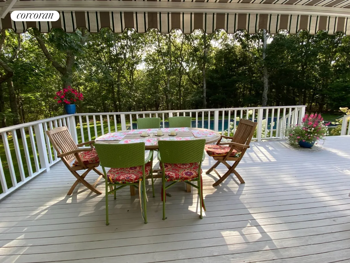 The Hamptons Real Estate | View 330 Sprig Tree Path | Dining on the Deck