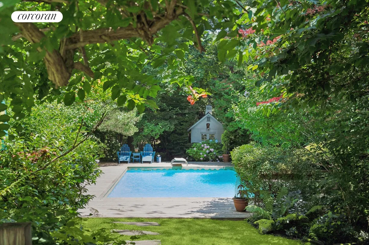 The Hamptons Real Estate | View 74 Jagger Lane | Pool and Garden Shed