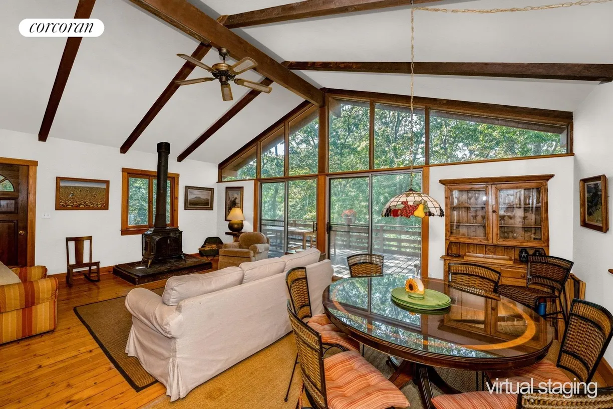 The Hamptons Real Estate | View 292 Little Fresh Pond Road | Virtual Staging/Open Living/Dining Room