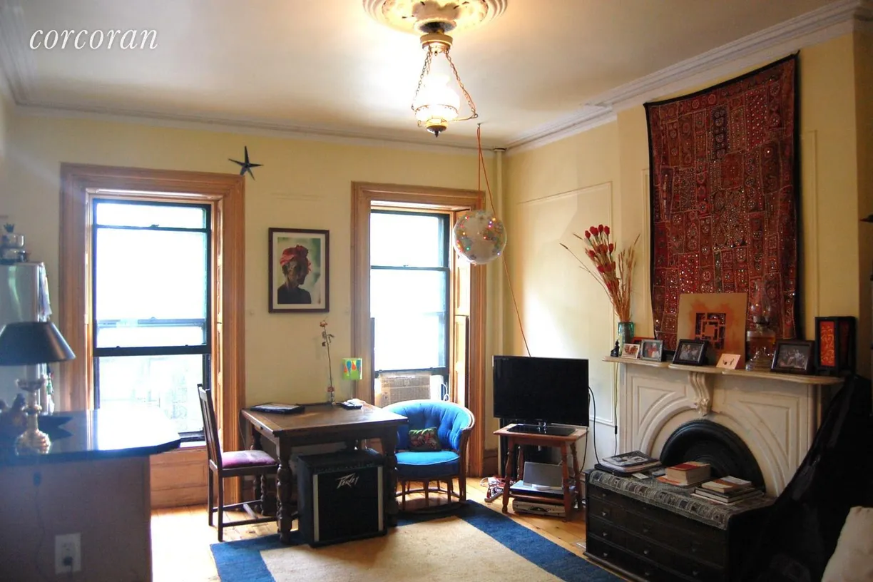 New York City Real Estate | View 45 Prospect Place, 2 | Marble mantle, original mouldings.