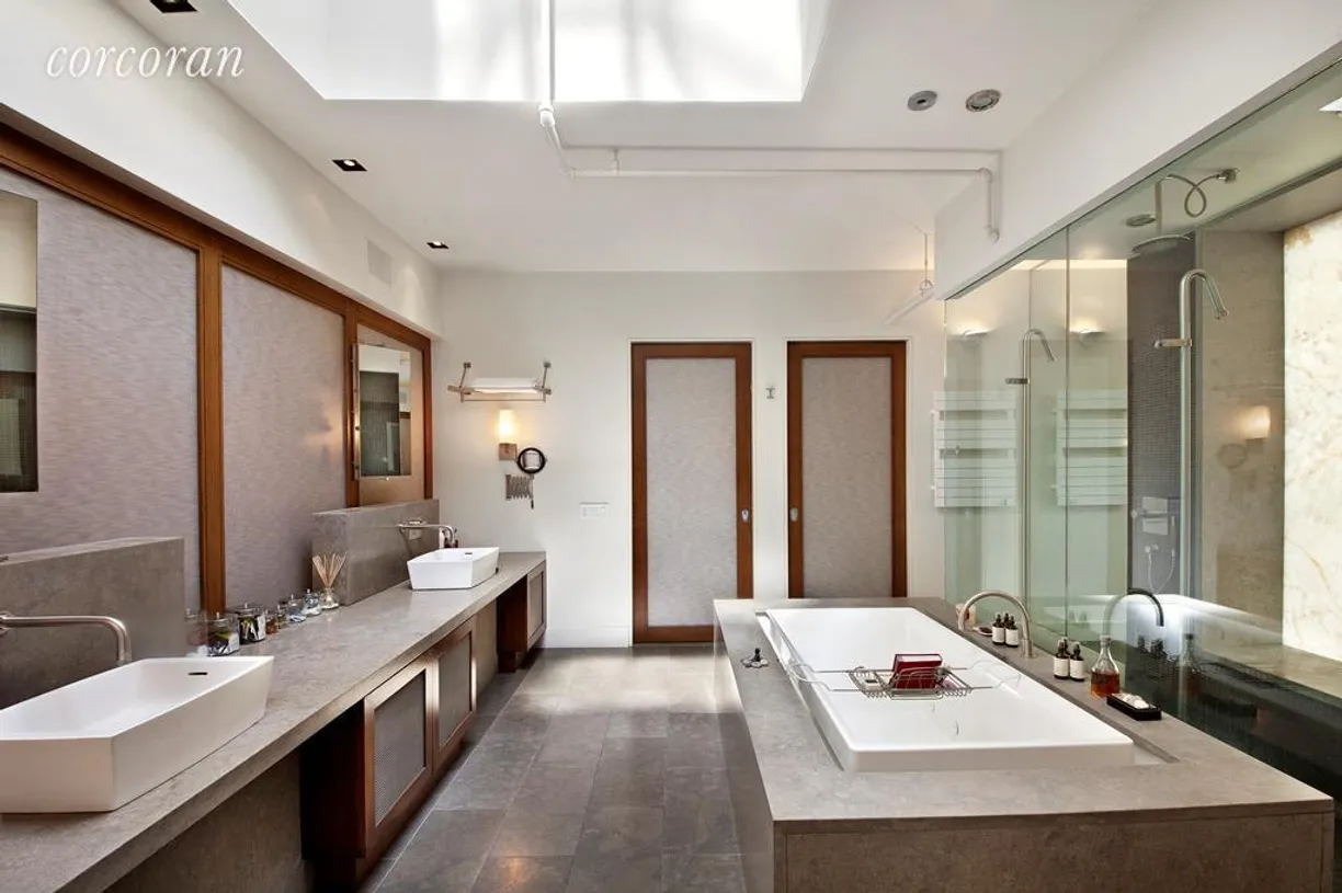 New York City Real Estate | View 5 East 17th Street, PH-8 | Designer Limestone and Marble Bath
