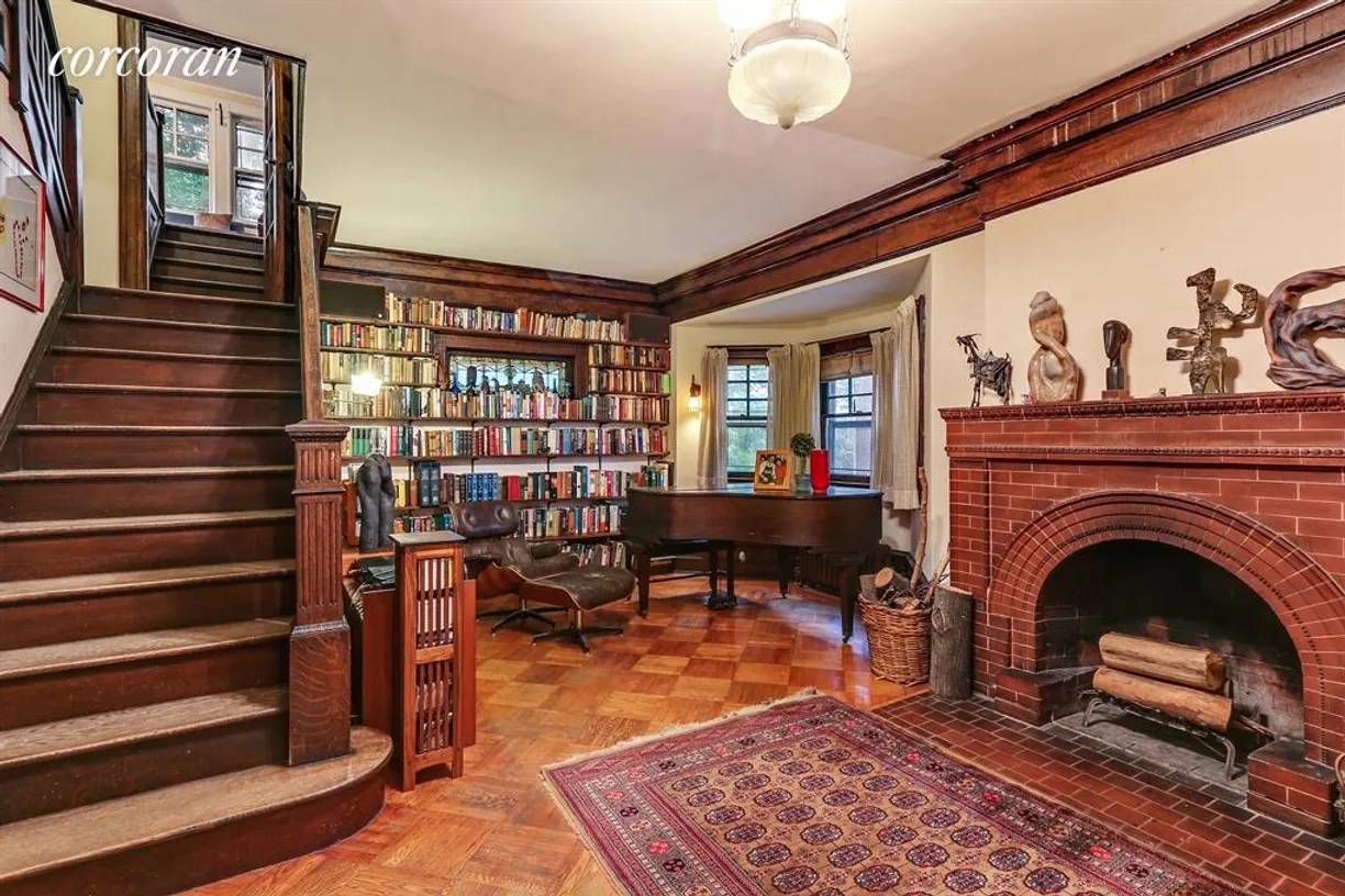 New York City Real Estate | View 633 East 19th Street | Unique wood burning fp + bay window + center stair