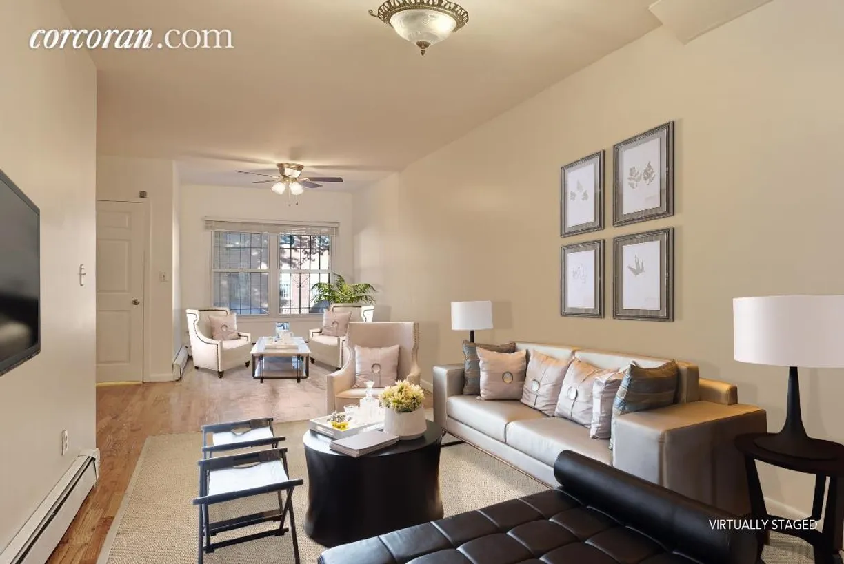 New York City Real Estate | View 454A 17th Street, Garden | Virtually Staged Living Room