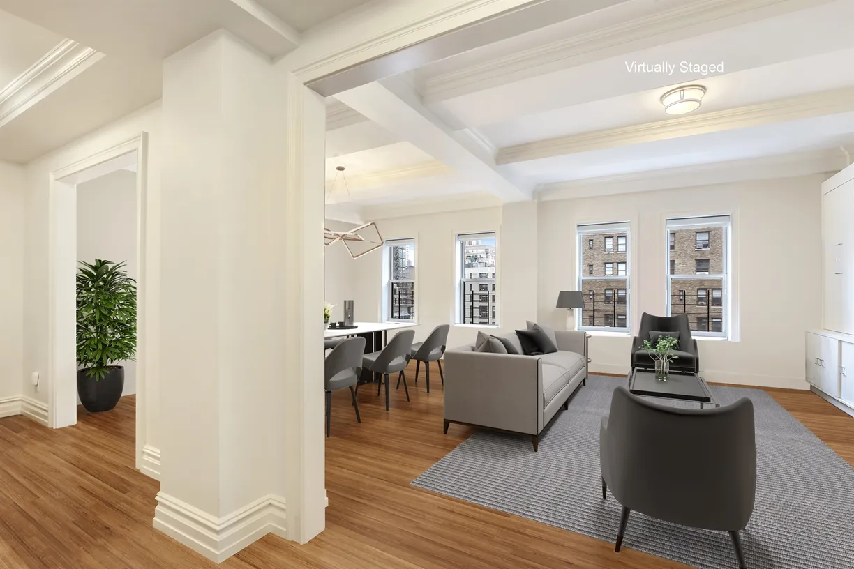 New York City Real Estate | View 215 West 88th Street, 10G | Foyer leads to dramatic double living room