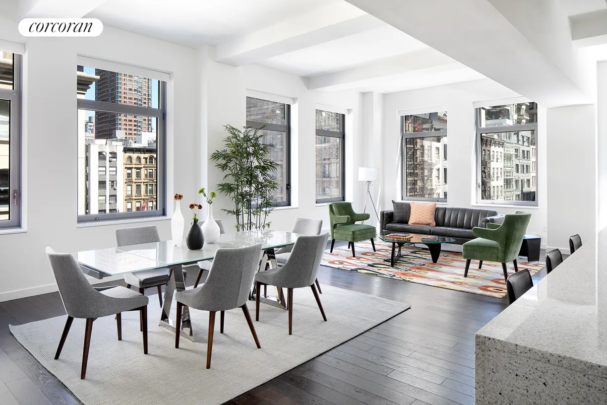 New York City Real Estate | View 37 Warren Street, 4A | EXPANSIVE CORNER LIVING AND DINING