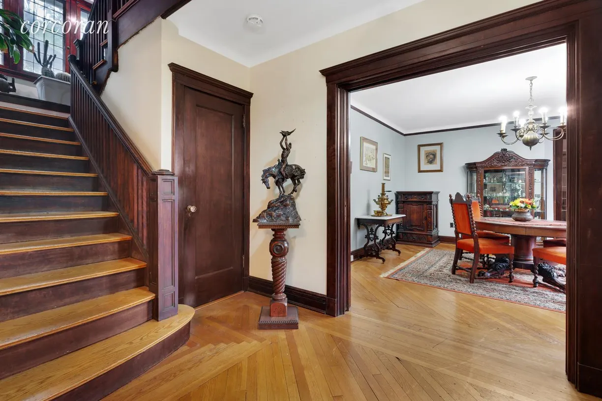 New York City Real Estate | View 17 Bow Street | Entry Foyer w/ Original Staircase & Woodwork