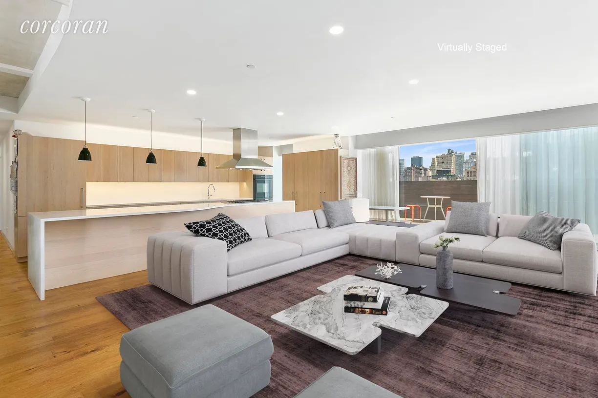 New York City Real Estate | View 217 West 19th Street, 8 FL | North & South Facing Great Room with Open Kitchen