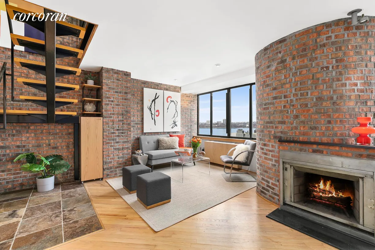 New York City Real Estate | View 366 West 11th Street, PHB | Living Room w/Fireplace