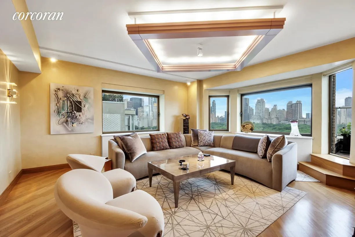 New York City Real Estate | View 860 Fifth Avenue, 19H | Stunning Views from Stylish Corner Living Room