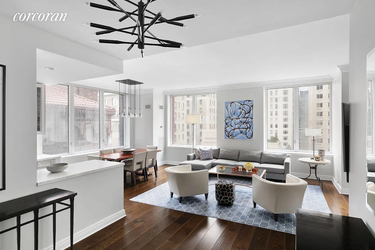 New York City Real Estate | View 15 West 63rd Street, 15A | Living Room & Dining Room (South an