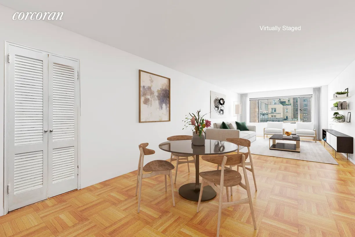 New York City Real Estate | View 411 East 53rd Street, 11G | Living Room & Dining Room (South)