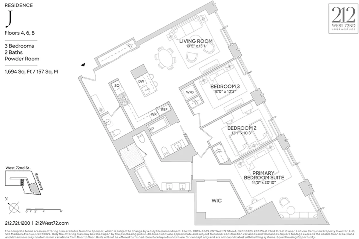 New York City Real Estate | View 212 West 72nd Street, 6J | Floorplan