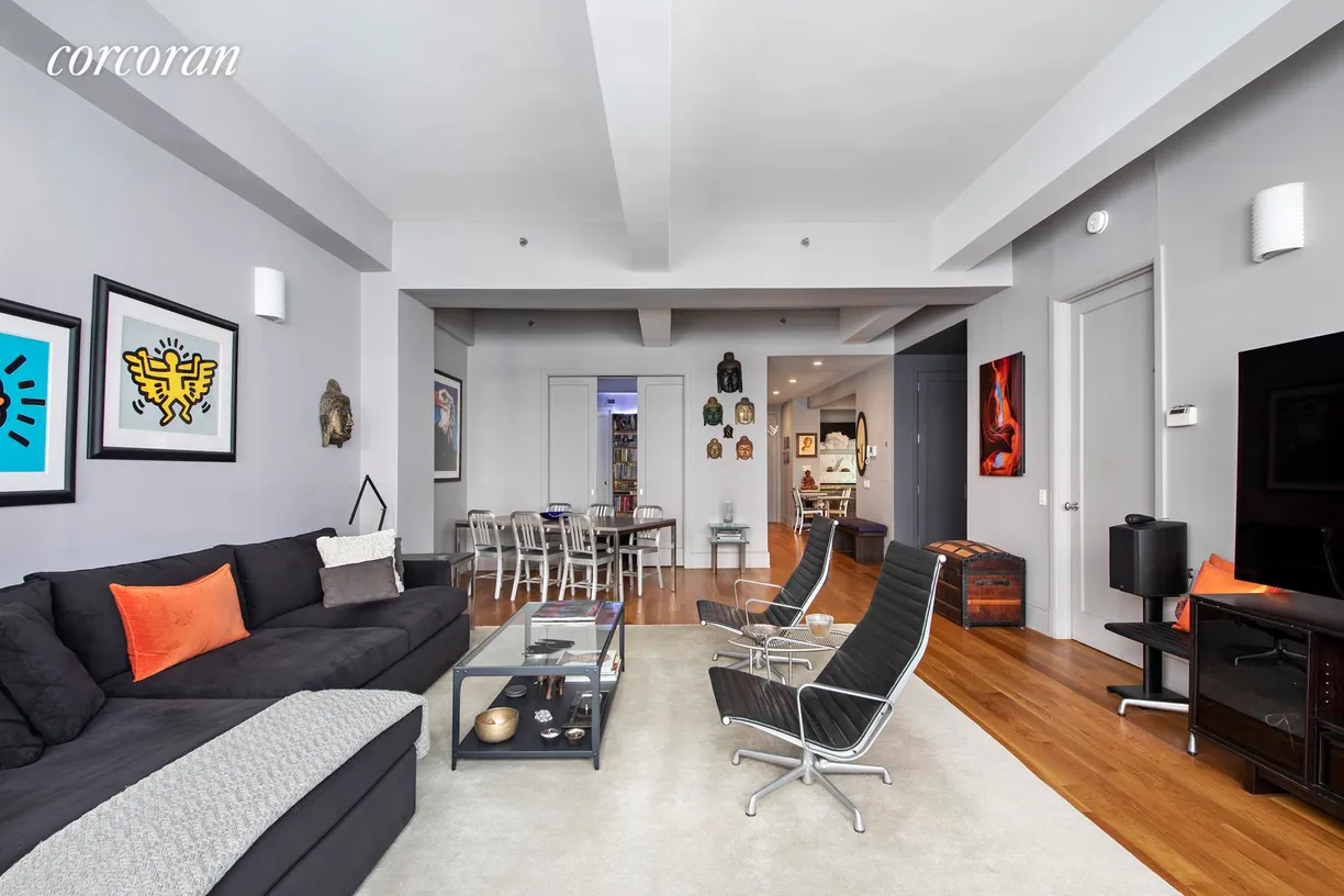 New York City Real Estate | View 130 West 30th Street, 4A | LR with Home Office entrance