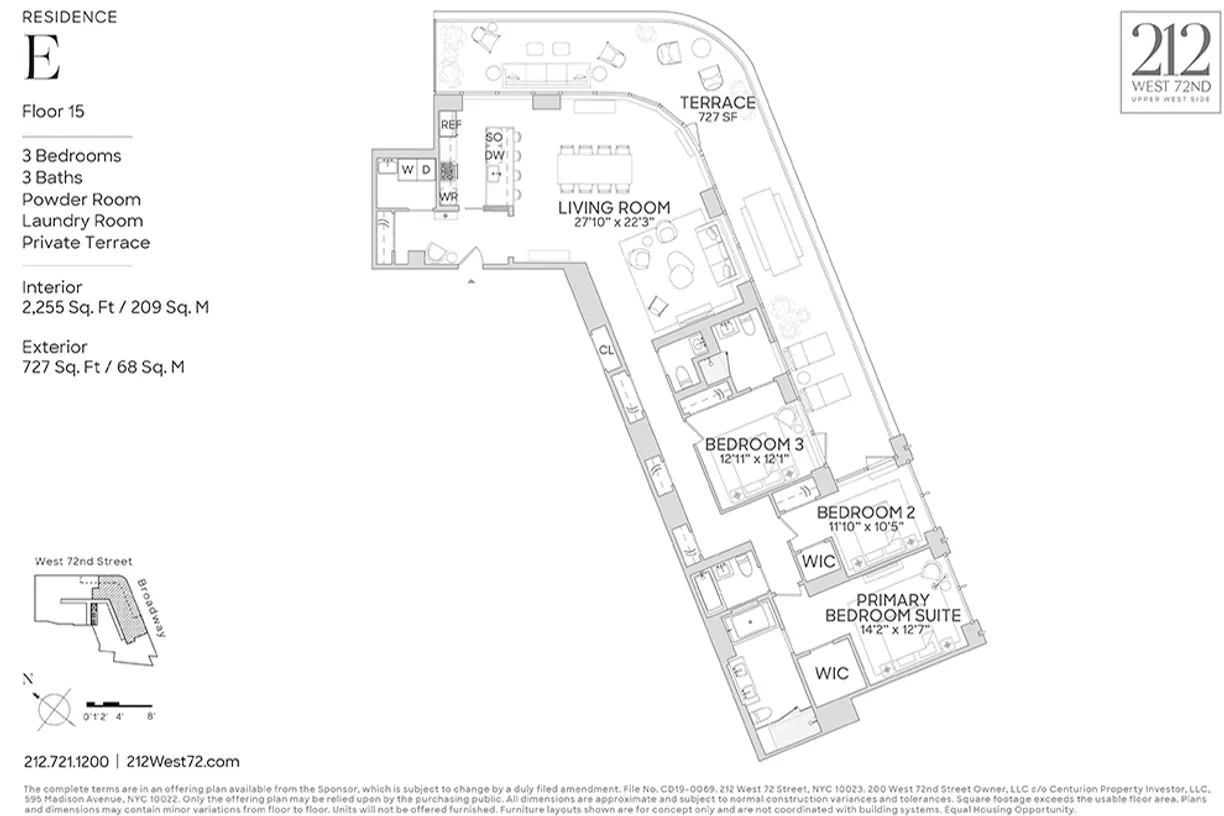 New York City Real Estate | View 212 West 72nd Street, 15E | Floorplan