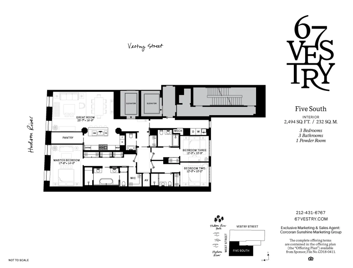 New York City Real Estate | View 67 Vestry Street, 5SOUTH | Floorplan
