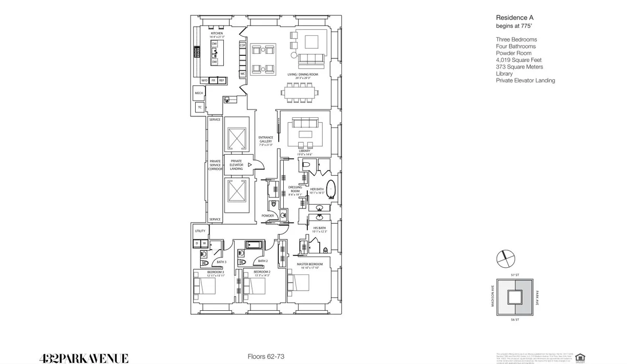 New York City Real Estate | View 432 Park Avenue, 71A | Floorplan