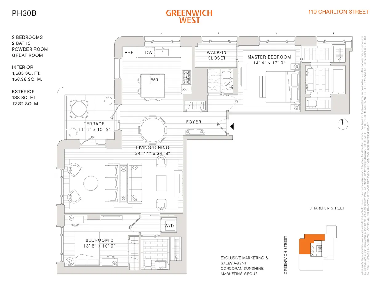New York City Real Estate | View 110 Charlton Street, PH30B | Floorplan