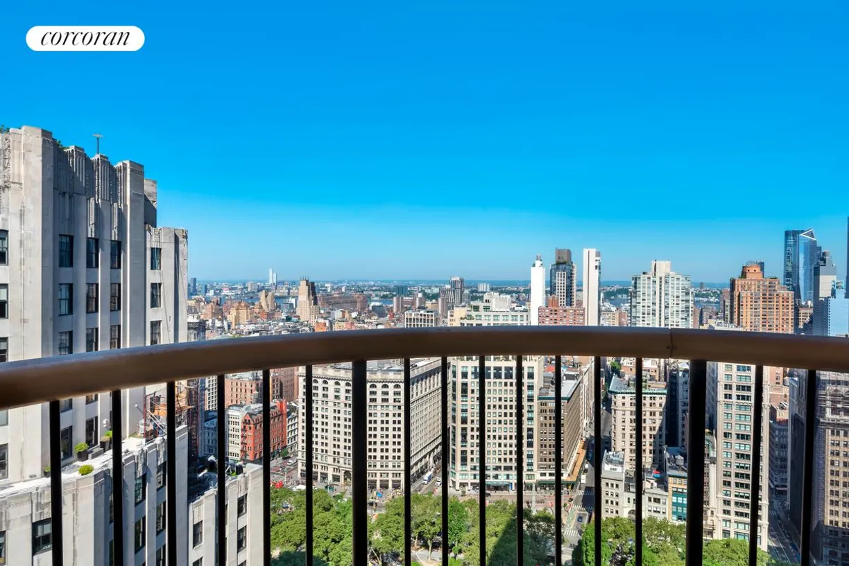 New York City Real Estate | View 45 East 25th Street, 40A | Balcony with park and skyline view!