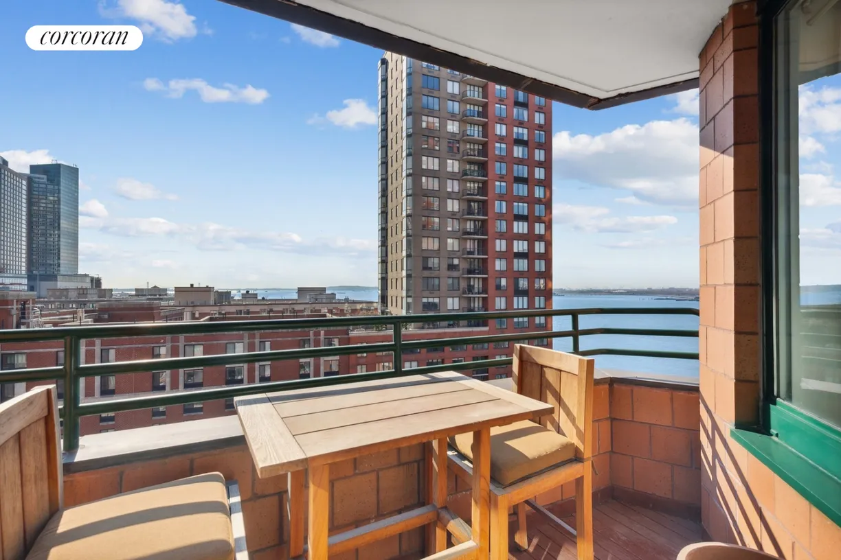 New York City Real Estate | View 333 Rector Place, 1207 | Balcony with Water Views