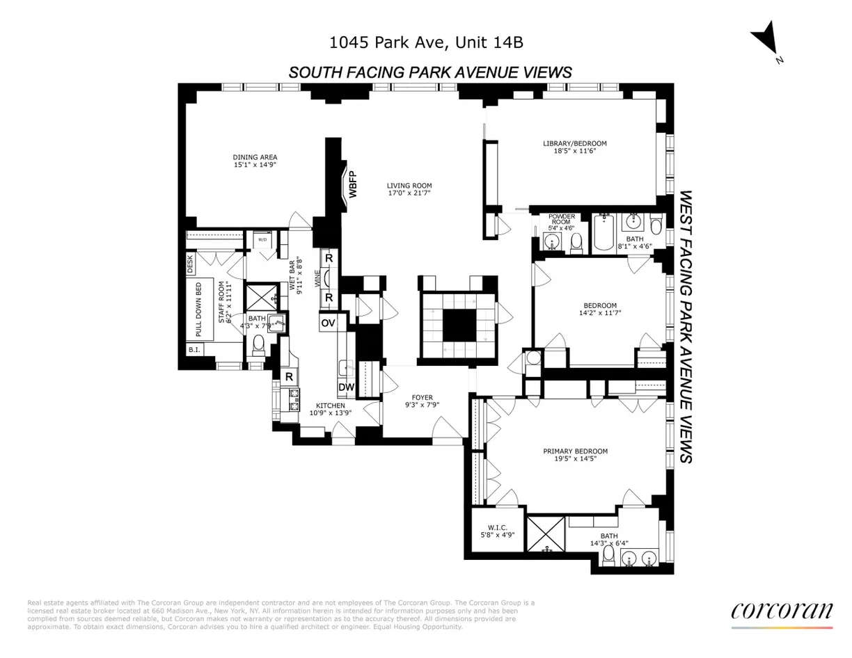 New York City Real Estate | View 1045 Park Avenue, 14B | Floorplan 1