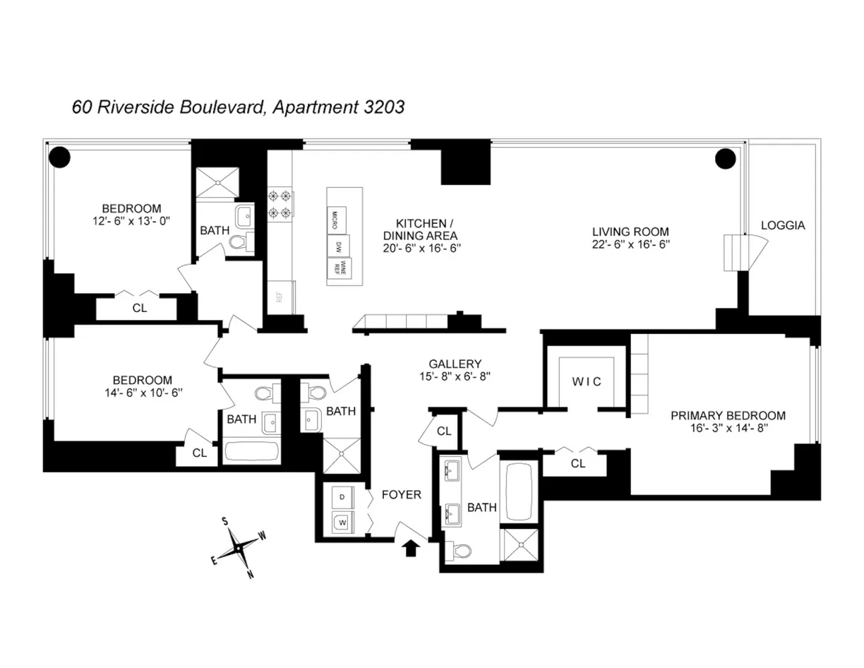 New York City Real Estate | View 60 Riverside Boulevard, 3203 | Floorplan