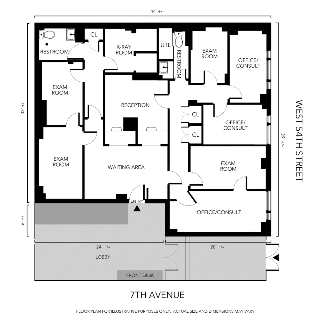 New York City Real Estate | View 200 West 54th Street, 1C | Floorplan