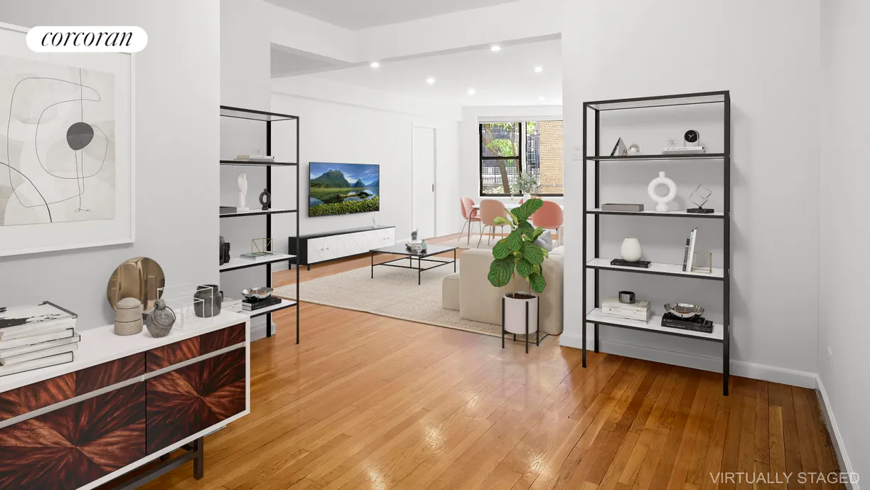 New York City Real Estate | View 30 East 9th Street, 2D | Foyer to Living/DA - Virt. Staged