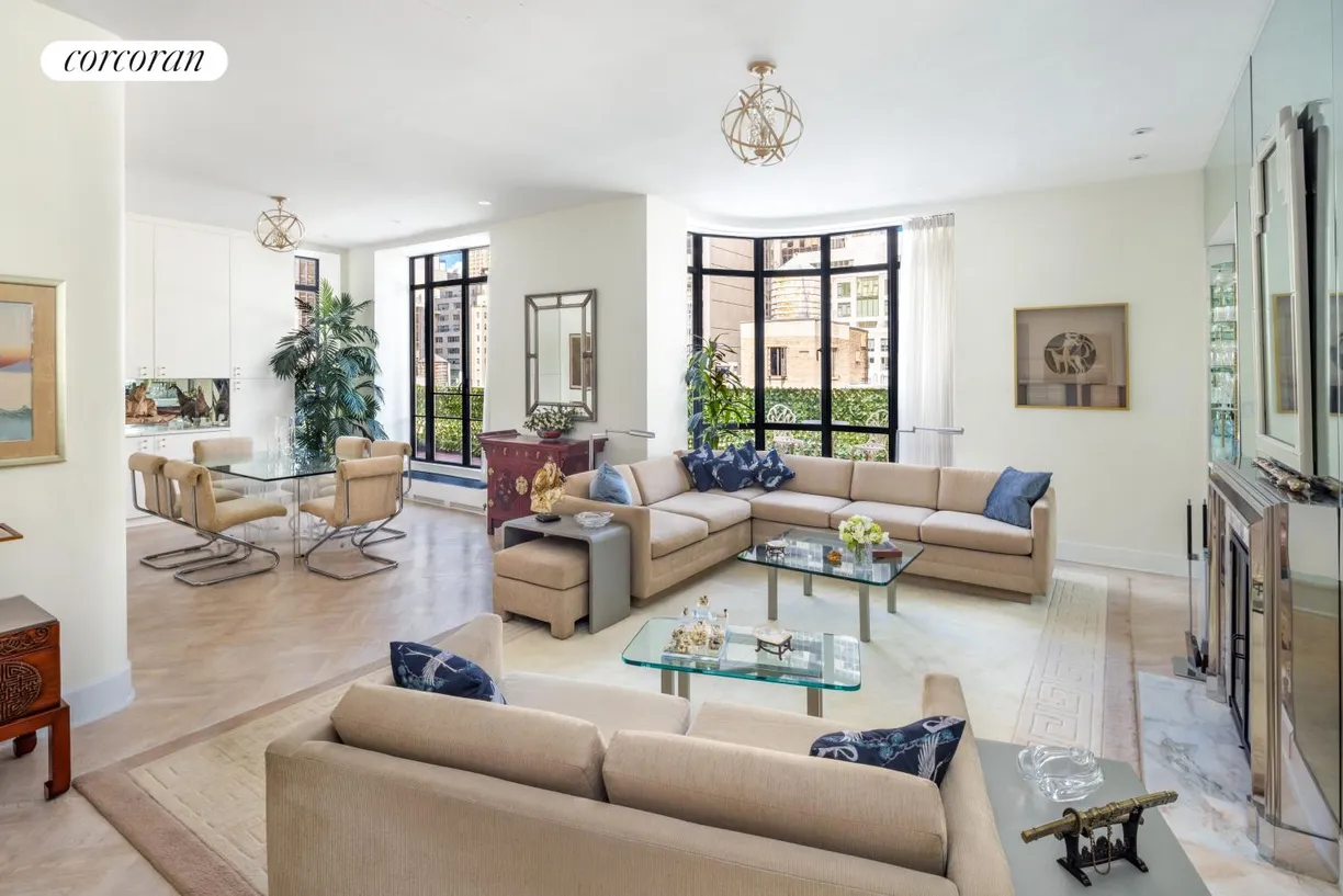 New York City Real Estate | View 24 West 55th Street, PHC | Light-Filled Living/ Dining Space