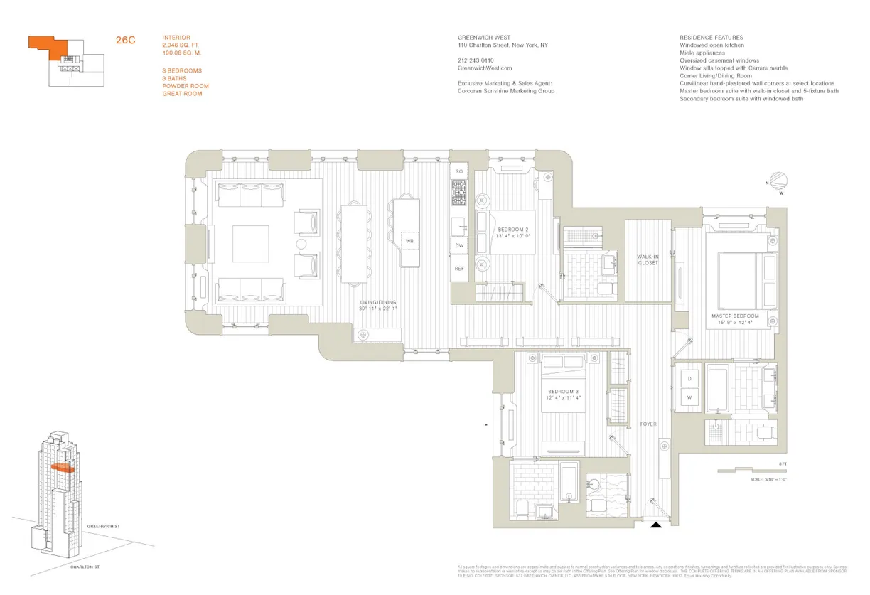 New York City Real Estate | View 110 Charlton Street, 26C | Floorplan