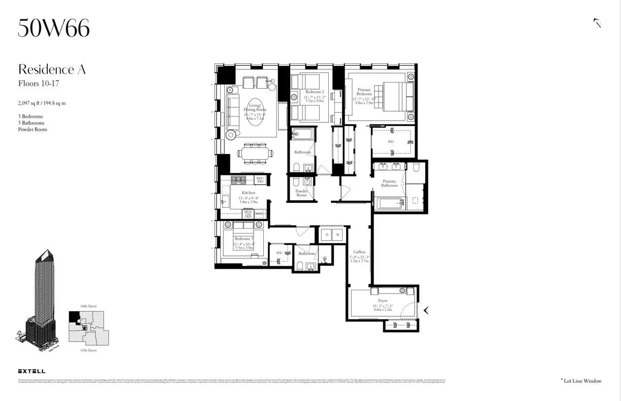 New York City Real Estate | View 50 West 66th Street, 15A | Floorplan