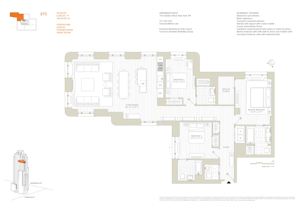 New York City Real Estate | View 110 Charlton Street, 27C | Floorplan