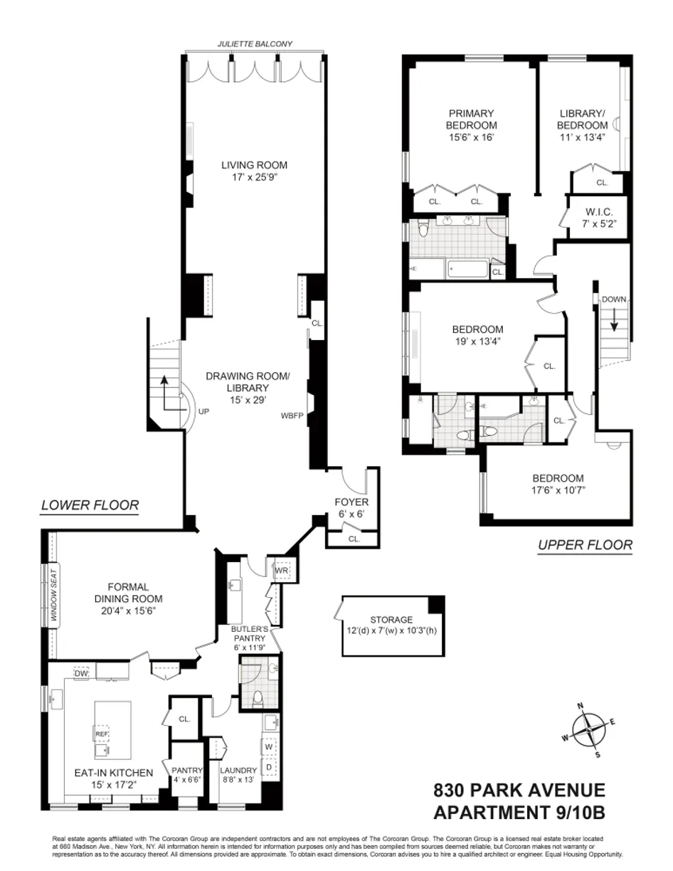New York City Real Estate | View 830 Park Avenue, 9/10B | Floorplan