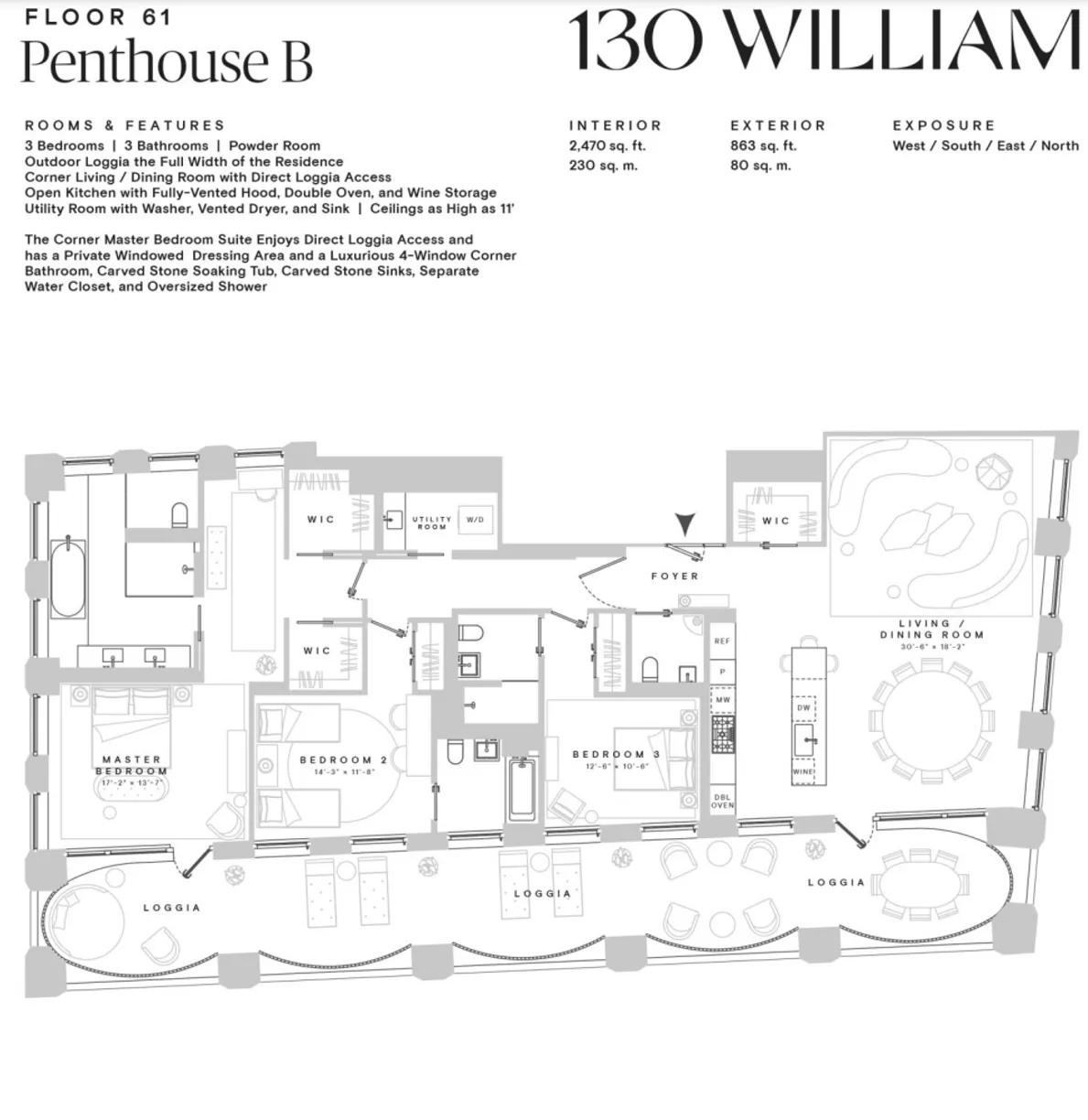 New York City Real Estate | View 130 William Street, PH61B | Floorplan
