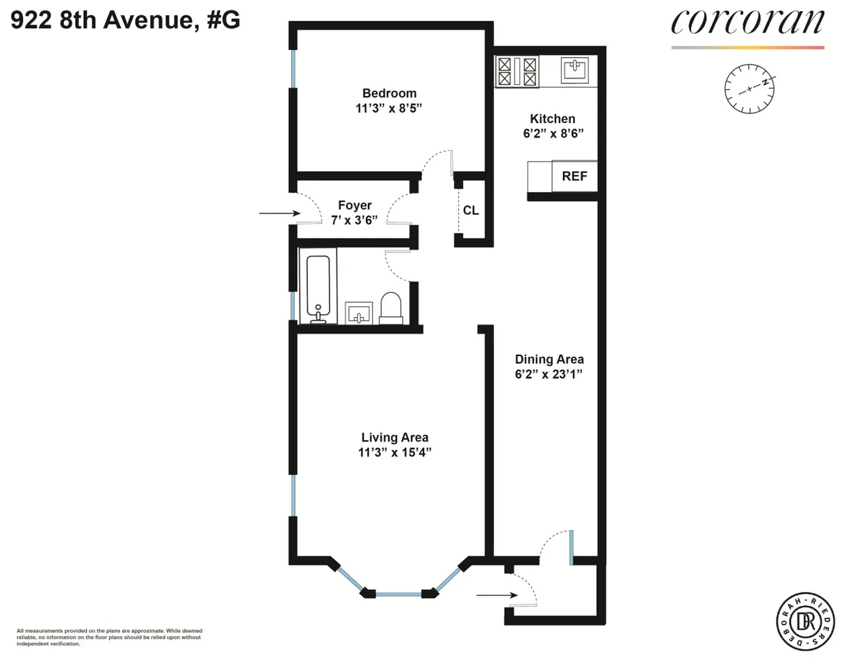 New York City Real Estate | View 922 8th Avenue, G | Floorplan