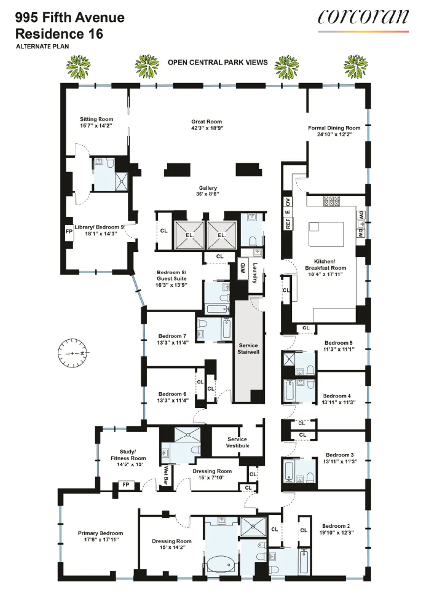 New York City Real Estate | View 995 Fifth Avenue, 16 | Floorplan 1