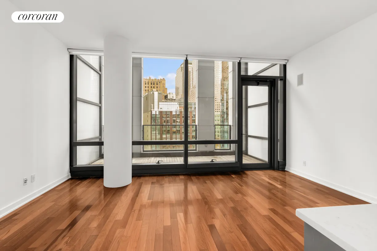 New York City Real Estate | View 99 Warren Street, 9F | Living Dining Terrace