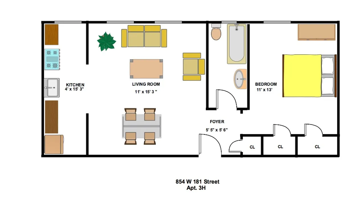 New York City Real Estate | View 854 West 181st Street, 2H | Floorplan