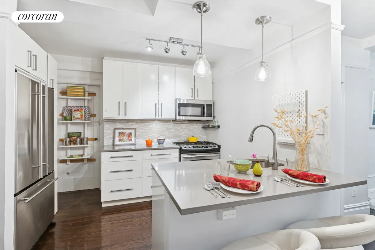 New York City Real Estate | View 65 West 95th Street, 4C | Large Kitchen with Breakfast Bar