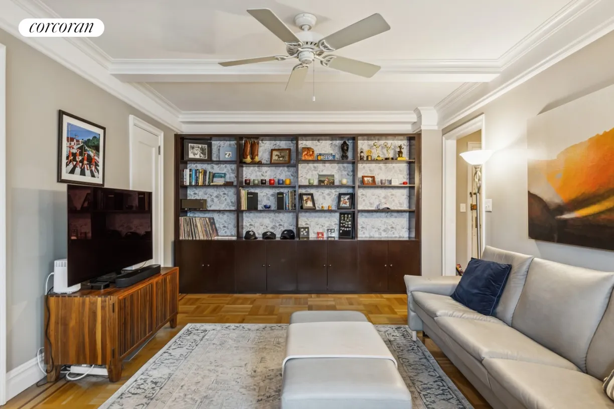 New York City Real Estate | View 175 West 93rd Street, 9B | Living Room With Built In Storage