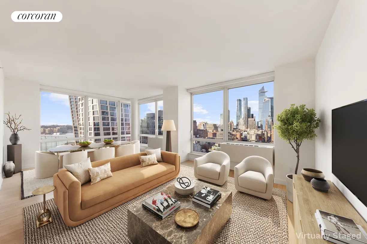 New York City Real Estate | View 450 West 17th Street, 2408 | Virtually Staged Great Room 3
