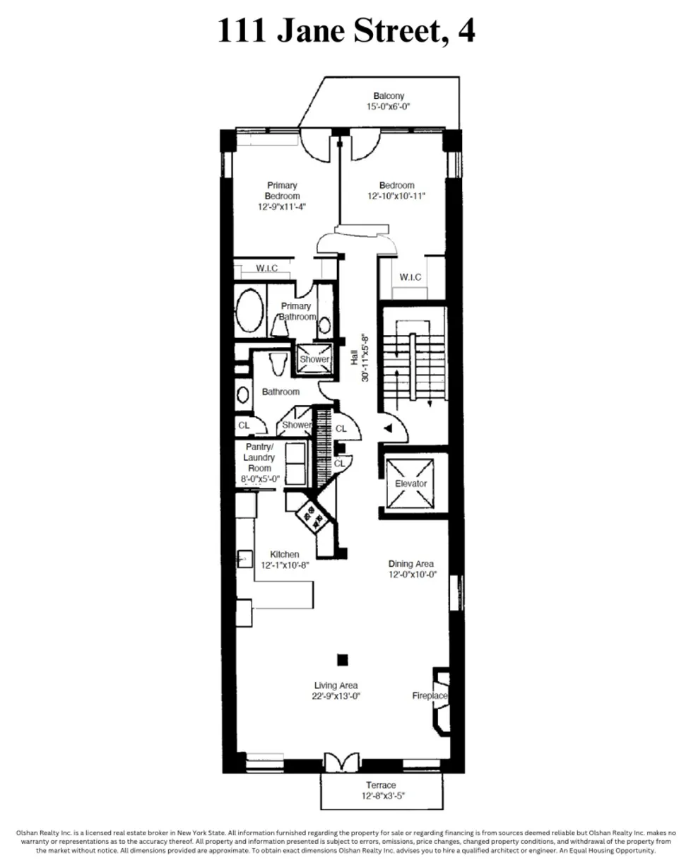 New York City Real Estate | View 111 Jane Street, 4 | Floorplan