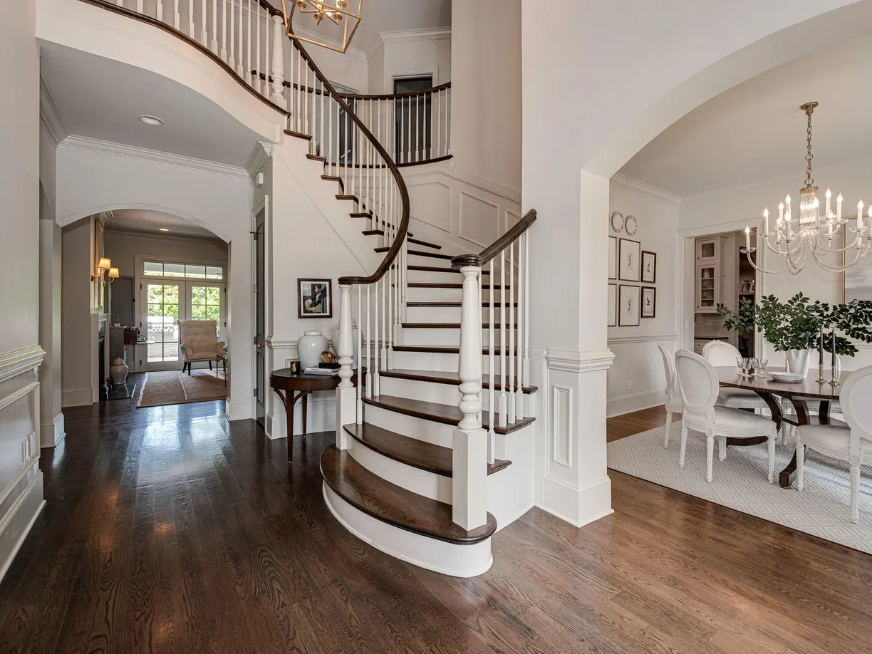 Charlotte Real Estate | View 2043 Sharon Lane | Welcoming foyer with elegant curving staircase