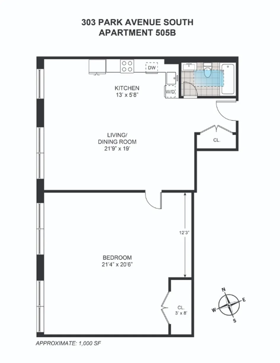 New York City Real Estate | View 303 Park Avenue South, 500B | 1 Bed, 1 Bath
