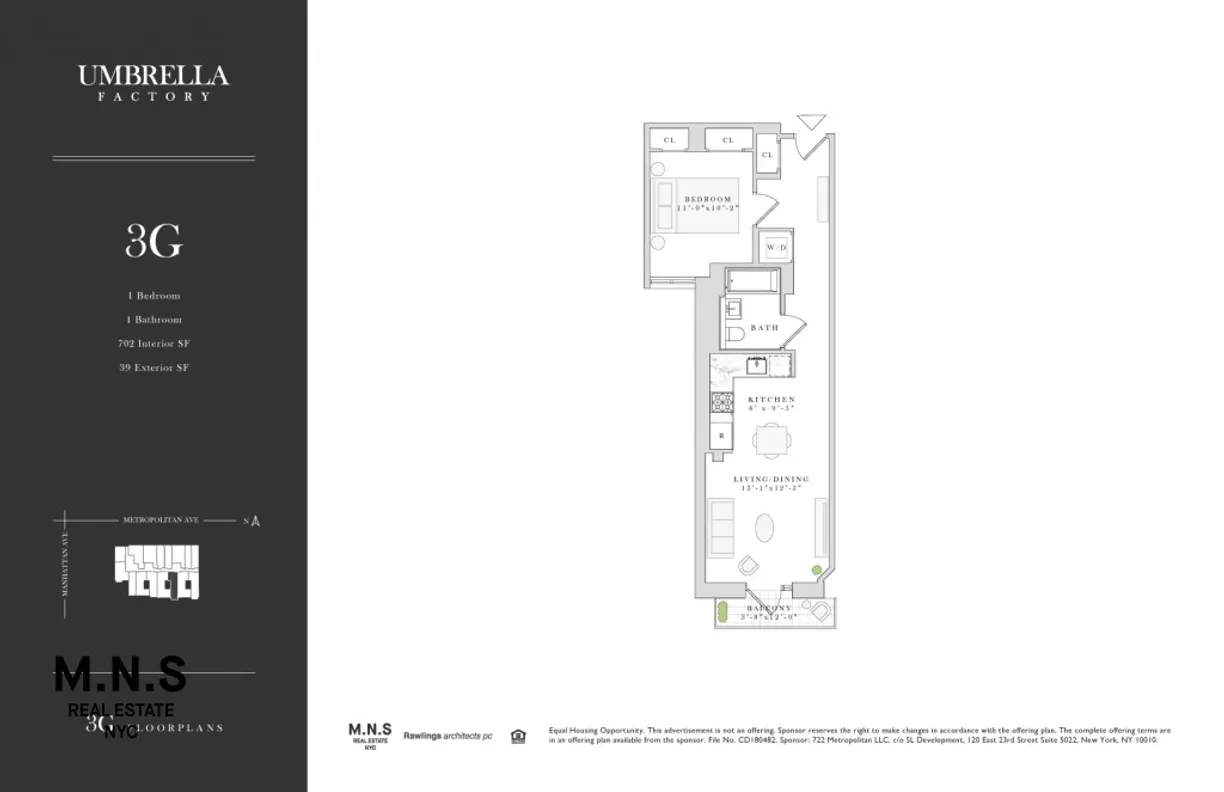 New York City Real Estate | View 710 Metropolitan Avenue, 3G | Floorplan 1