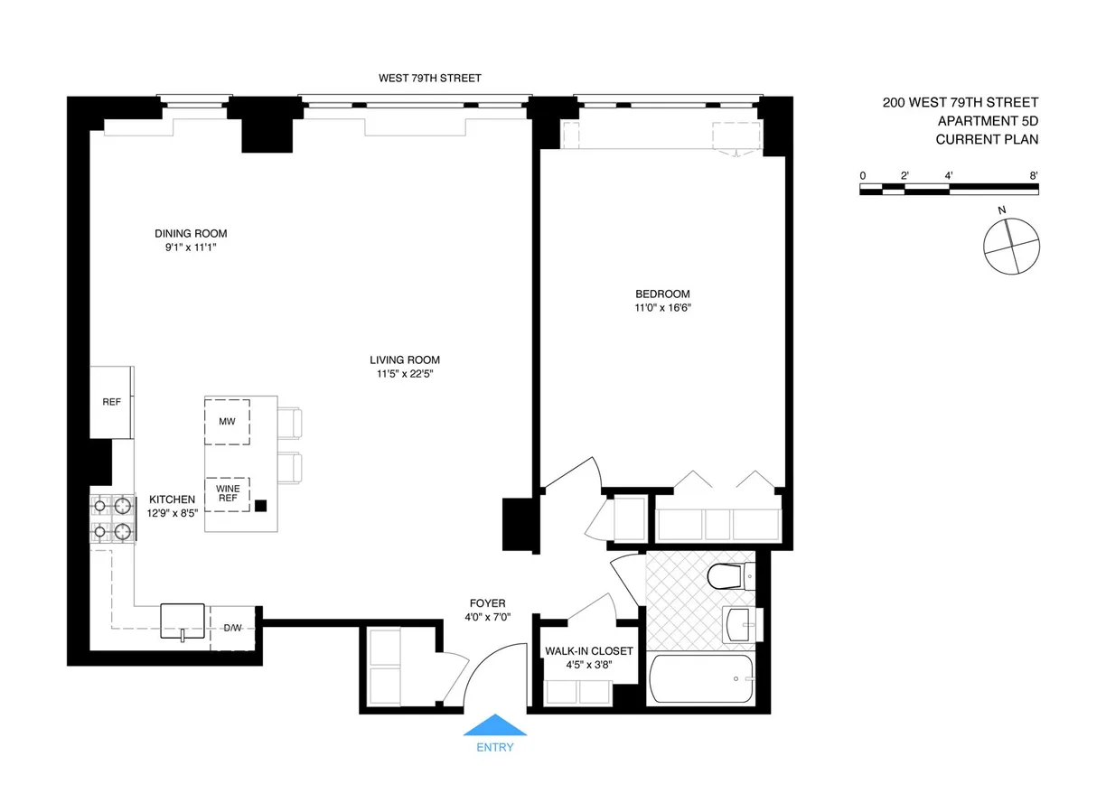 New York City Real Estate | View 200 W 79th Street, 5D | Floorplan 1